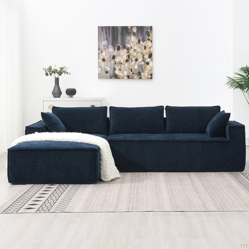 Canapé modulaire de style minimaliste de 111,5 x 72 po, ensemble de canapé en chenille infroissable, canapé compressé en forme de L pour le salon, combinaison de 2 panneaux sans assemblage requis, 3 couleurs requises