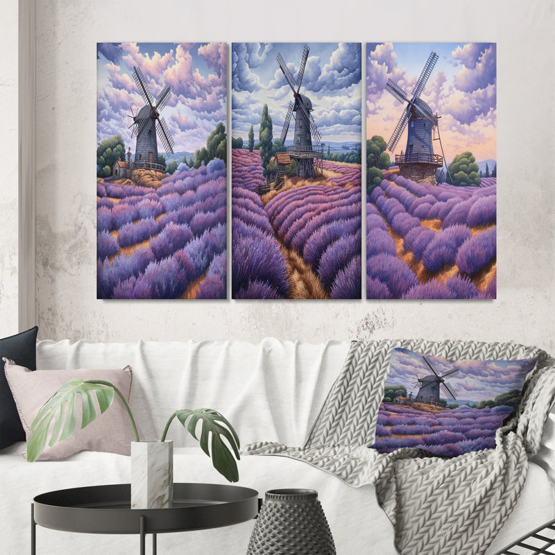 «Lavender Mills», 3 pièces, Toile tendue, H 32 po x l 48 po