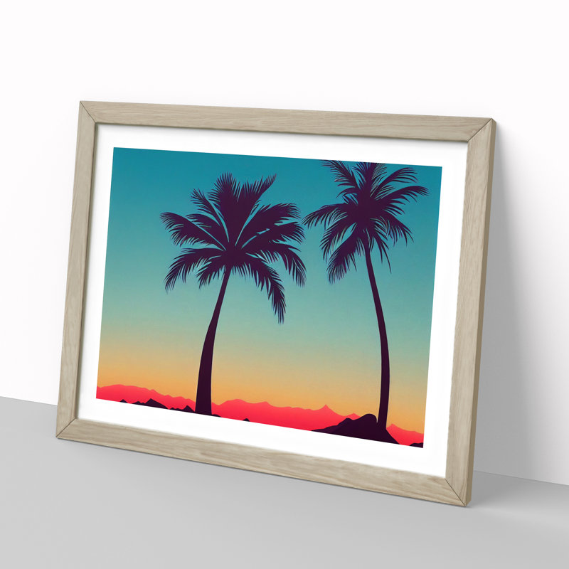 Cool Palm Trees - Framed Print, 46cm H x 64cm W x 2cm D, Oak