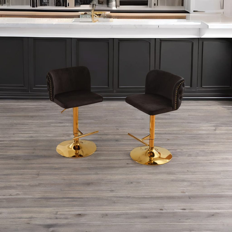 Ensemble de 2 tabourets pivotants Mikaelyn, Noir