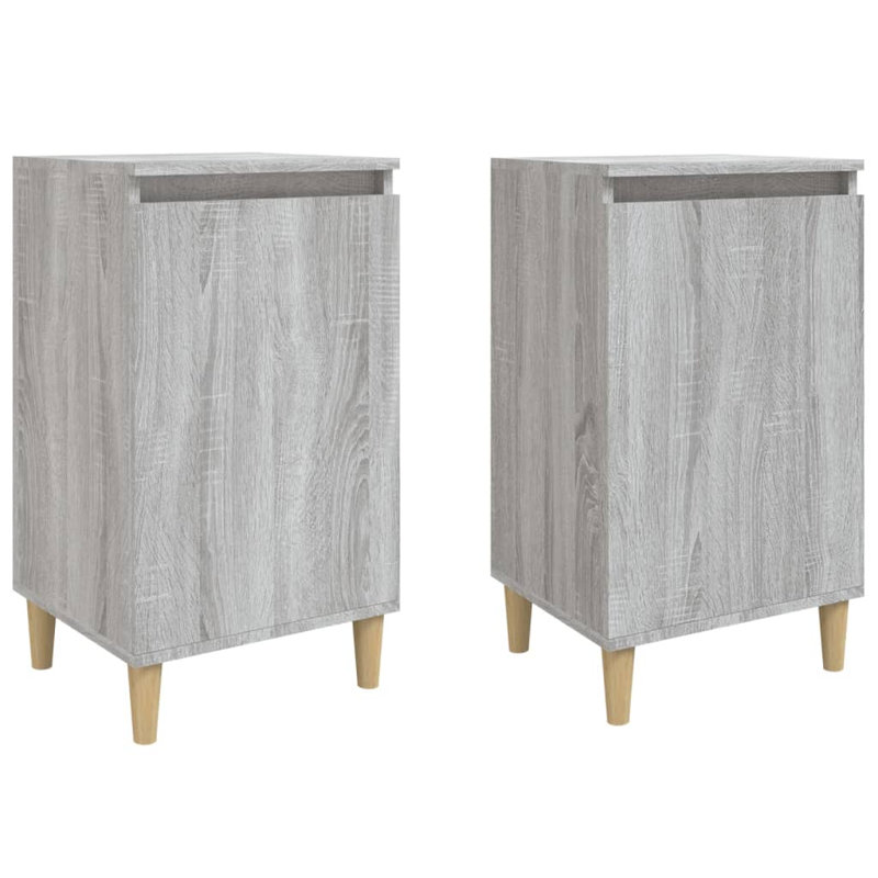 Mullinville 40cm W Solid Wood Bedside Table, Beige, Light Grey
