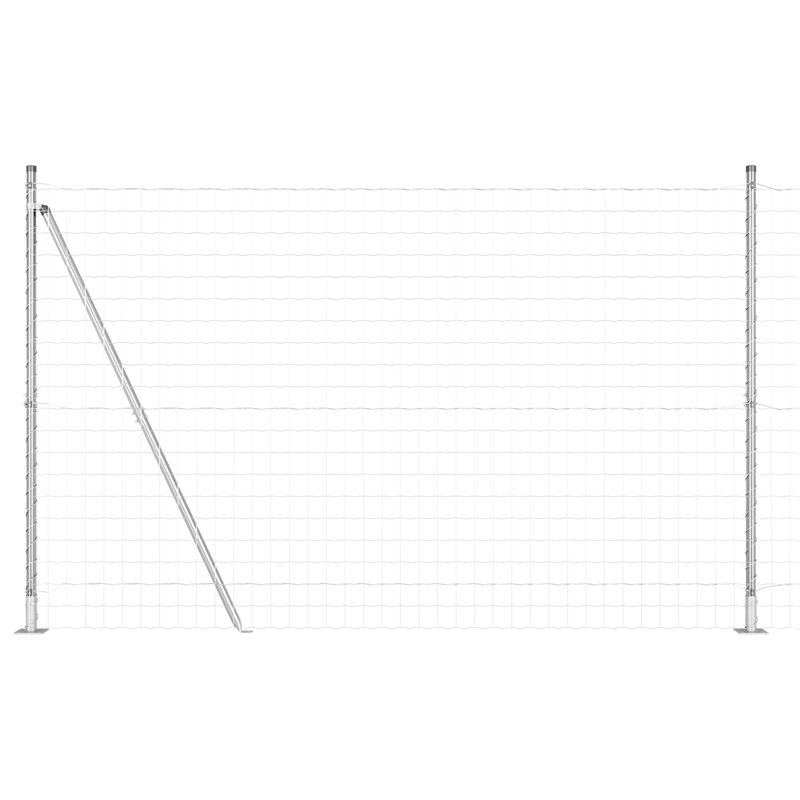 Euro Fence With 7 Posts Galvanised Steel, 160cm H x 1000cm W, Silver