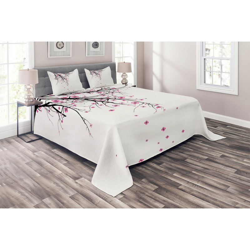 Eclectic Polyester Floral Coverlet, King Bedspread + 2 Shams