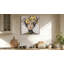 Art mural moderne sur toile à motif floral doré et blanc - reproduction élégante de beauté pour le salon et la chambre à coucher - œuvre d'art moderne 24 x 24 pouces | Idée de cadeau