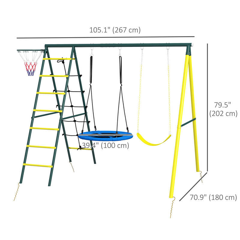 Outsunny Steel Swing Set with 2 Swing(s)