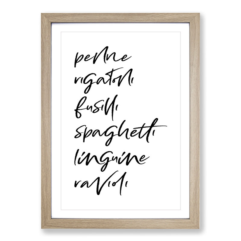 Pasta - Framed Print, 36cm H x 27cm W x 2cm D, Oak Framed