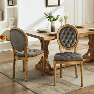 Gray Velvet Artificial Leather Dining Chairs, Of 2, Sw1739gy, With Solid Wood Frame And Comfortable Cushion For Long Hours 2 Cozy Seating