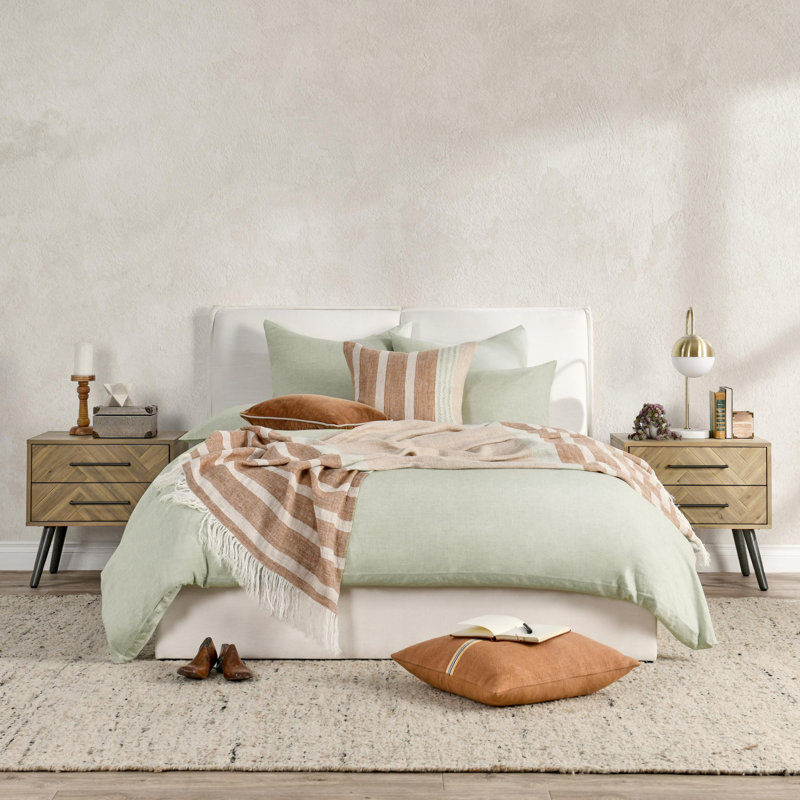 Brooke Duvet Cover, Queen Duvet Cover, Green