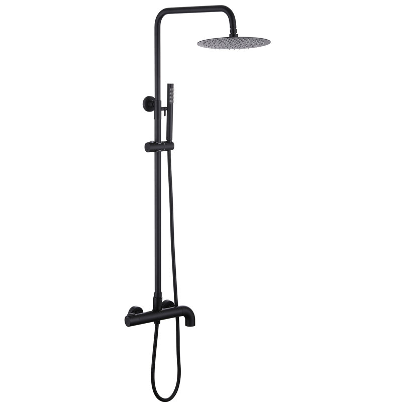 3 Function Tub and Shower Faucet Combo, 9" Rain Shower Head with Hand Held Sprayer and 180°Swivel Tub Filler with Rough-in Valve