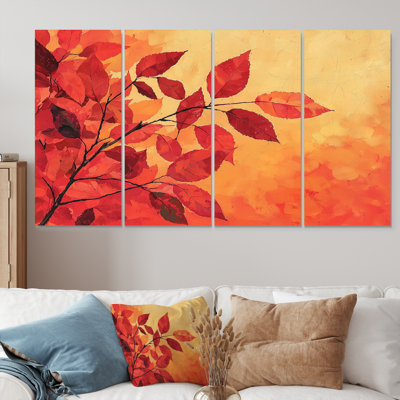 Automne coucher de soleil feuille d'érable II - coucher de soleil - ensemble de décorations murales traditionnelles