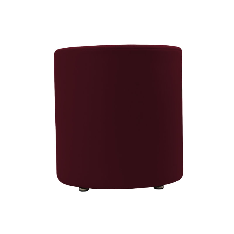 18 inch Round Everyday Two-Texture Microfiber + Vinyl Ottoman, 19 inch Height, Red