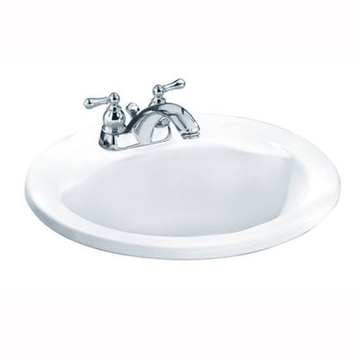 Lavabo de salle de bain ovale encastré en céramique avec trop-plein Cadet