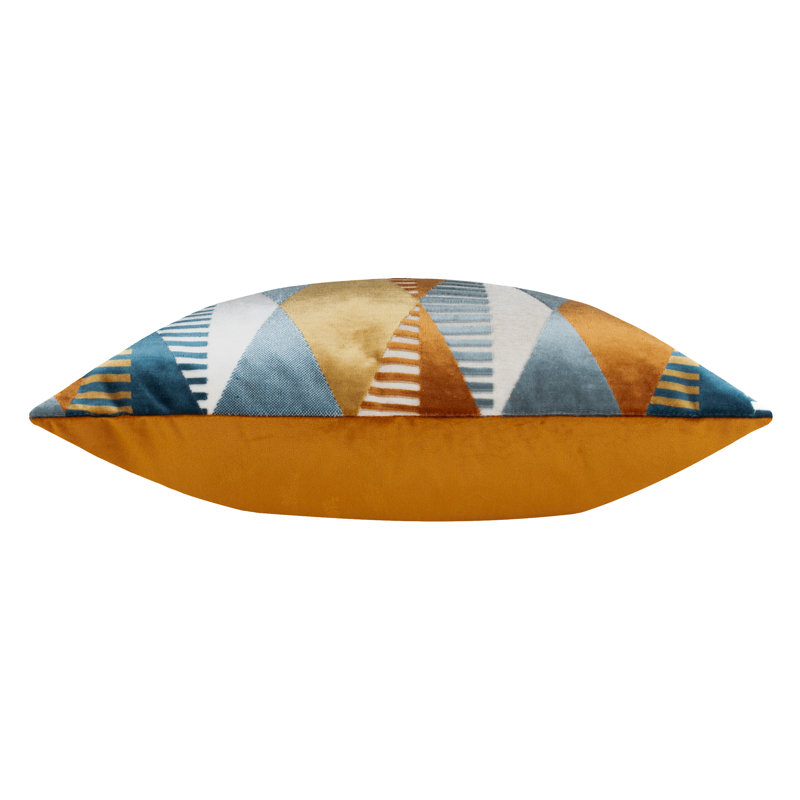 Metro Harlequin Geometric Square Cushion, Feather, Blue/Orange