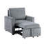 Élégant fauteuil en velours côtelé gris avec méridienne coulissante et poche latérale pour le balcon - une option confortable