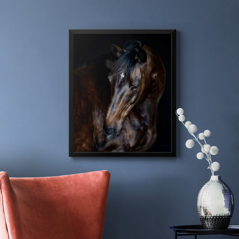 Sunlit Horses I, toile encadrée de qualité supérieure - prête à être accrochée, Noir, H 24 po x l 20 po