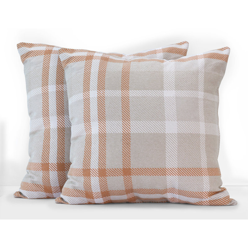 Housse de coussin d'extérieur carré Pacifica, Tartan toscan, 18 po x 18 po