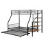 Lit superposé en métal avec lit gigogne et escalier de rangement, conception compacte et durable pour les chambres modernes-543237804