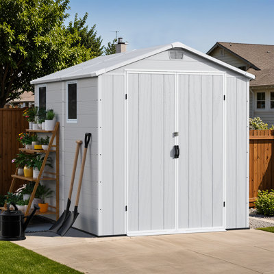 6 Ft. W X 8 Ft. D Resin Outdoor Storage Shed, Weather-resistant Outdoor Storage With Reinforced Design