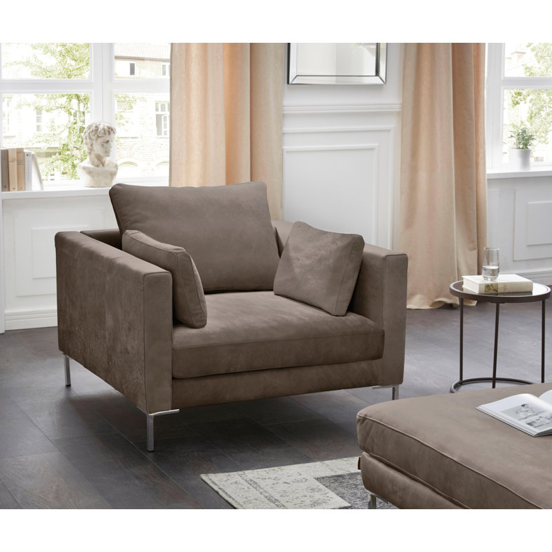Marius 110 Wide Tufted, Grey, Leder Rustico