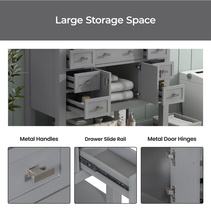 35.2'' Single Bathroom Vanity Base Only, Gray