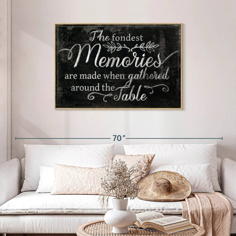 Fondest Memories, typographie, 43 po x 29 po, Cadre flottant en bois naturel