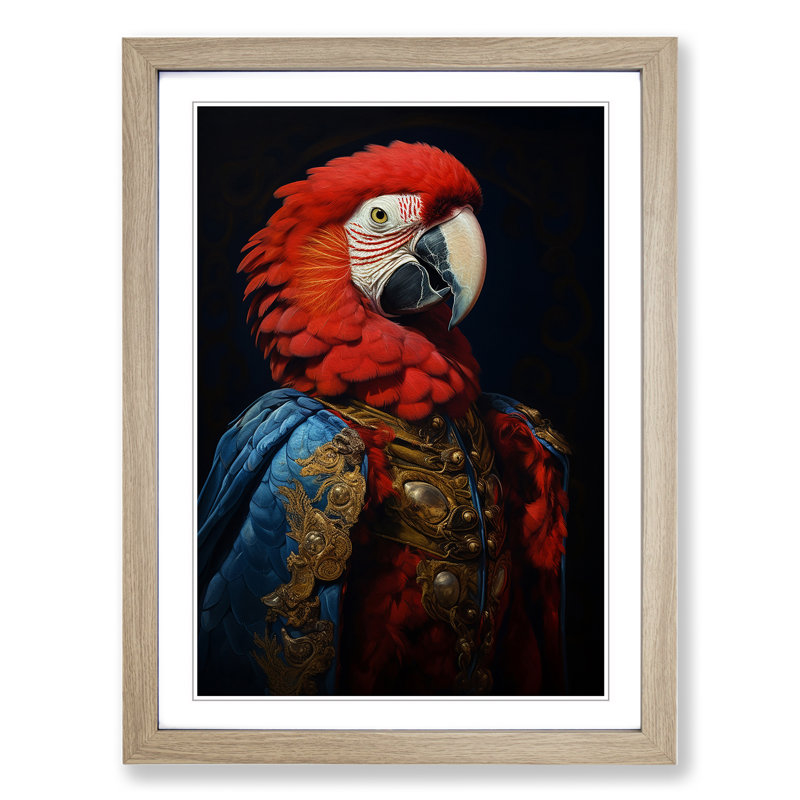 Parrot Gothic - Single Picture Frame Print on Wood, Oak, 64" H x 46" W x 2" D
