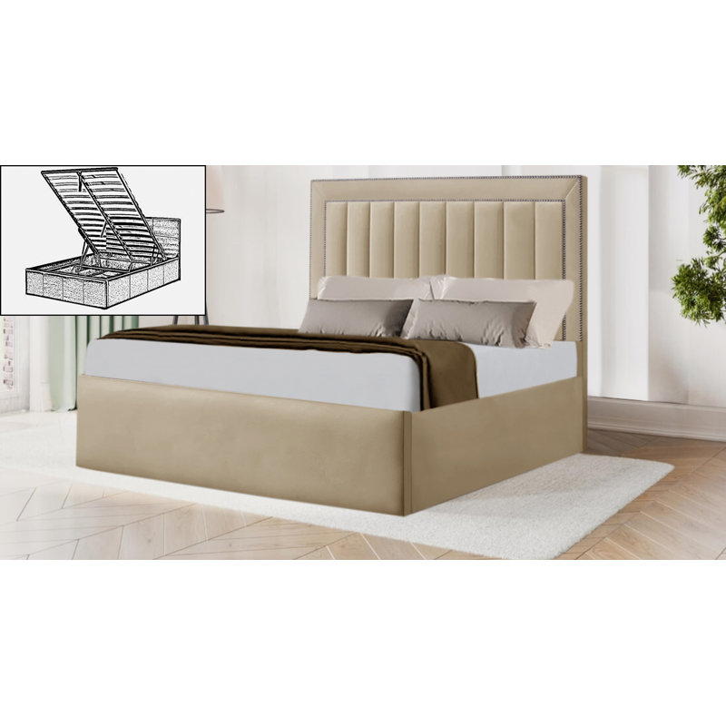 Azarae Upholstered Ottoman Storage Bed, Mink, Single (3')