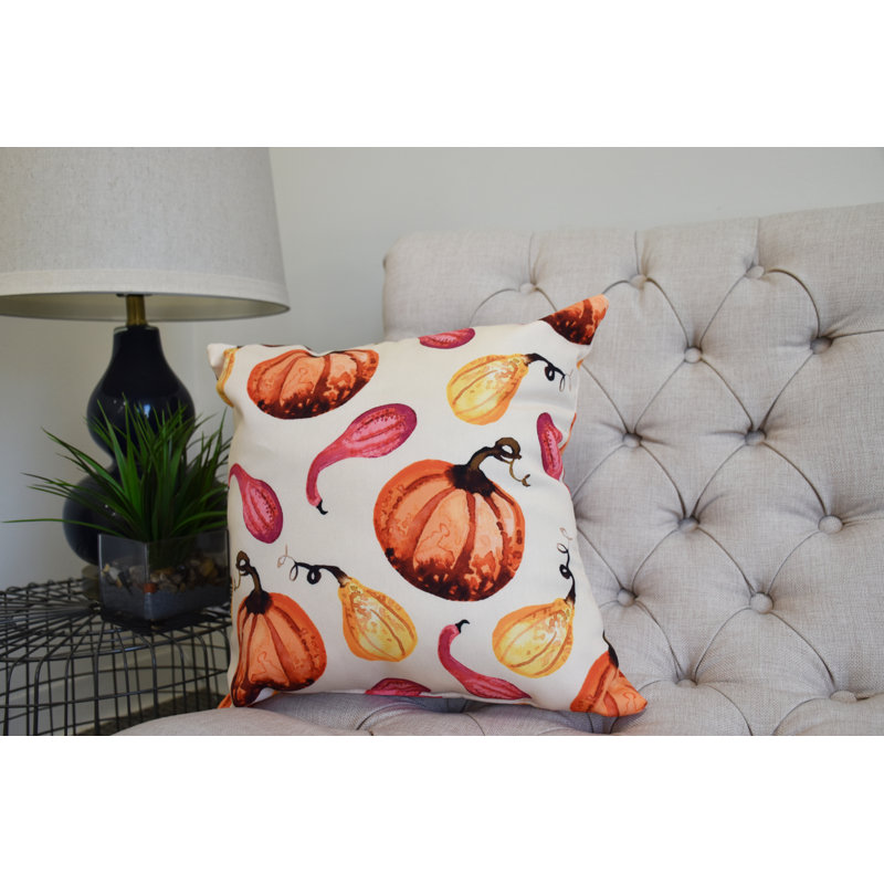 Housse et insert de coussin carré Harvest Gourds Galore, 20 po x 20 po, Jaune clair