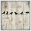 Silhouette d'oiseaux perchés sur une ligne électrique, animaux sauvages, panneaux de bois à effet rustique, impression sur toile-43287000-43286999