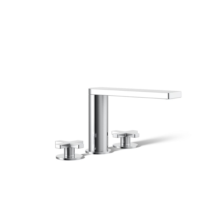 Composed Deck-Mount Bath Faucet With Cross Handles, Polished Chrome