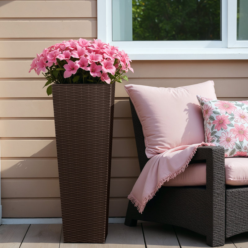 2-Piece Tapered Planter Box Set , Brown, 32" H x 11.6" W x 11.6" D