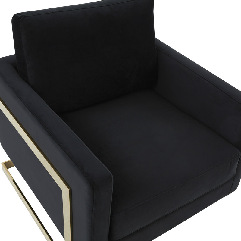 Fauteuil d'appoint rembourré en velours Lincoln, Nuit noire