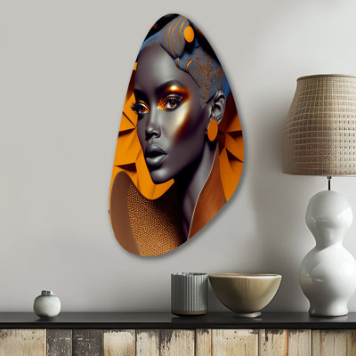 Exquiste African Woman Design I - African American Fall Shape Assymterical Metal Wall Art
