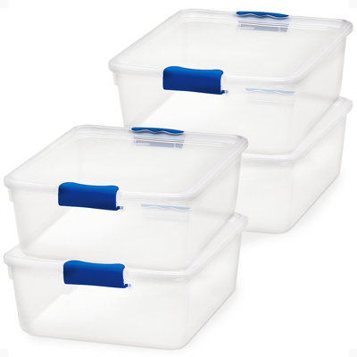 Homz Multipurpose Stackable Storage Bin with Latching Lids, Clear