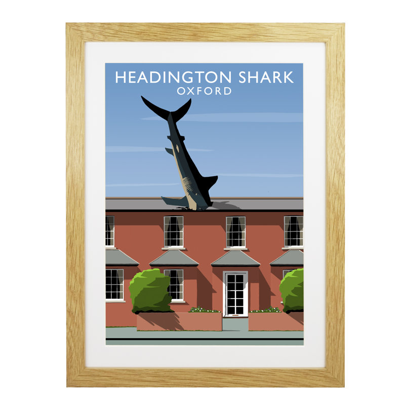 Headington Shark by Richard O'Neil - Print, 43.5 cm H x 33.5 cm W x 2.2 cm D, Oak Wood Frame