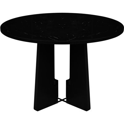 Table de salle à manger ronde 43 po, noir, pour 4, 40 minutes de construction moderne, pour une installation sans effort