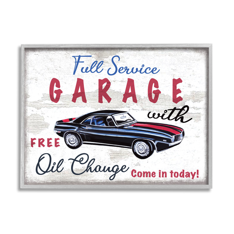 Garage à service complet - Publicité, Estampe numérique Farmhouse, H 11 po x l 14 po x 1,5 po