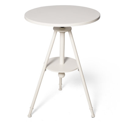 Industrial Bistro Table Vintage Cafe Table Farmhouse Round Dining Table For Kitchen Rustic Side Table Swivel Metal Top 32.28-39.37Inch Height Adjustab by 17 Stories