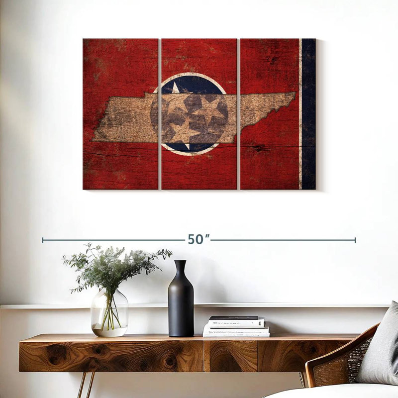 «State Map Over Tennessee Flag», reproduction sur toile, H 24 po x l 38 po x P 1,25 po
