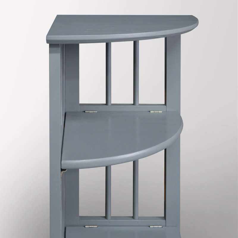 Duerr Corner Bookcase, 38.8" H x 12.5" W x 11.5" D, Slate Gray