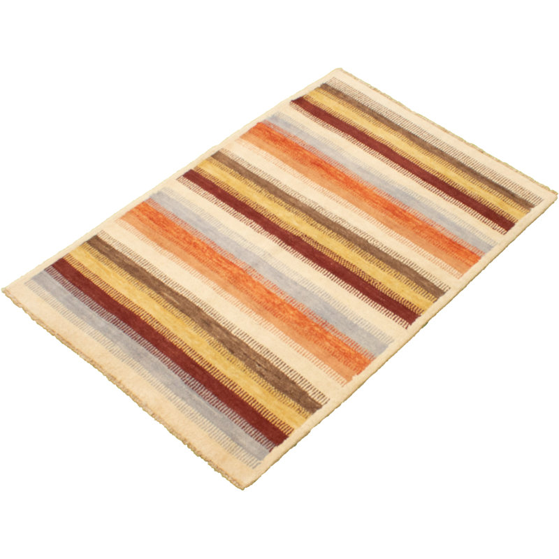 Tapis en laine doré/brun 4 pi 1 po x 6 po main one-of-kind-noué la 2010 Ziegler