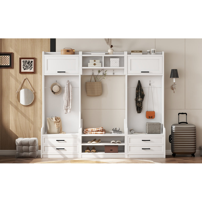 Villeroy 4-in-1 Detachable Hall Tree with Storage, 7 Hooks, White