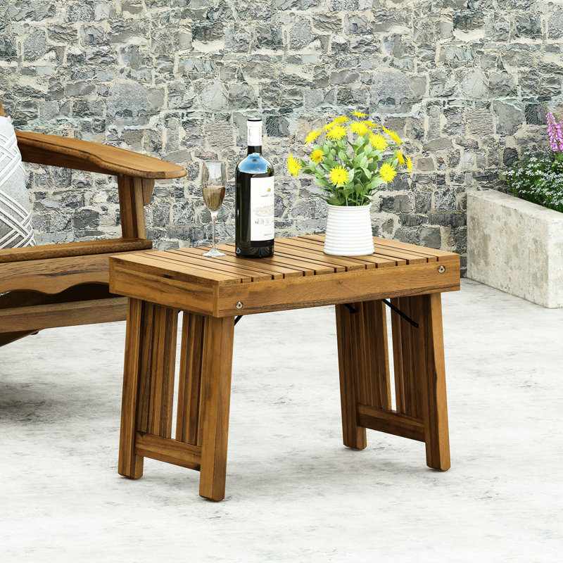 Table d'appoint en bois pliable avec lattes, l 21,25 po x P 13,91 po x H 15,89 po