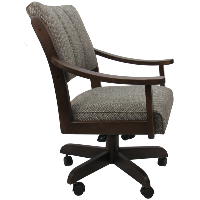 Casa Solid Wood Dining Caster Chair, Plumley Cocoa, Brown Honey