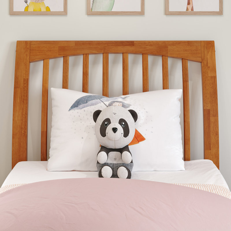 Omariah Solid Wood Traditional Slat Sleigh Headboard, Light Toffee, Twin