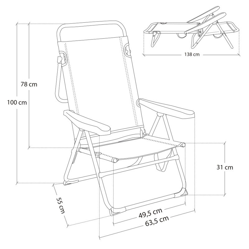 Anysia Reclining Beach Chair, Pink