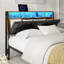 Tête de lit Ivy Bronx Queen Size avec rangement dissimulé et station de recharge, tête de lit ergonomique rembourrée en similicuir avec éclairage DEL, 2 prises électriques et 2 ports USB, cadre à fixer, montage facile, noir-1968132211-2065405071
