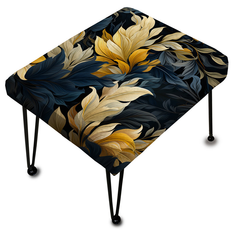 Motif de plantes tropicales jaunes et bleues - Repose-pieds rectangulaire tropical