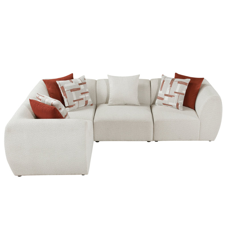 Canapé modulaire en chenille beige 4 pièces Franz
