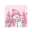 Art mural en toile rose avec bonhomme de neige et bonhomme de neige 16 po x 16 po